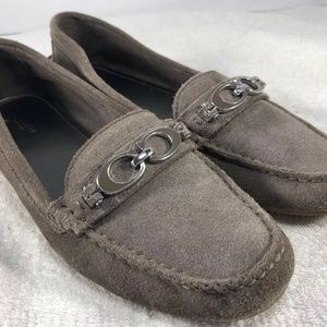 COACH Fortunata Loafers Feathered Slip On Gray 8.5